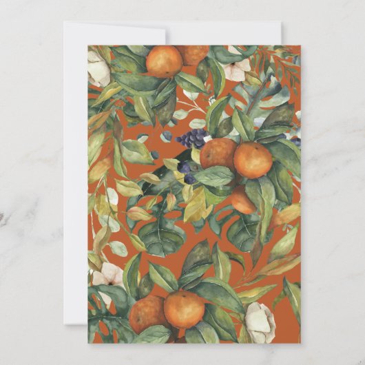 Sinaasappel waterverf botanische bruiloft met citr (Achterkant)