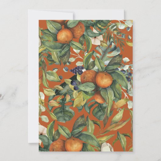 Sinaasappel waterverf botanische bruiloft met citr (Achterkant)