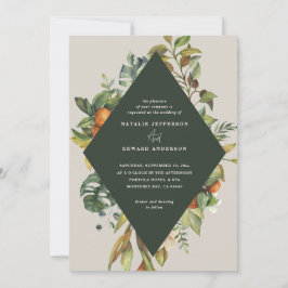 Sinaasappel waterverf botanische bruiloft met citr