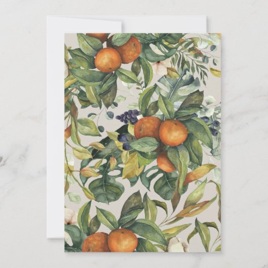 Sinaasappel waterverf botanische bruiloft met citr (Achterkant)