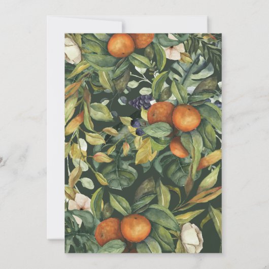 Sinaasappel waterverf botanische bruiloft met citr save the date (Achterkant)