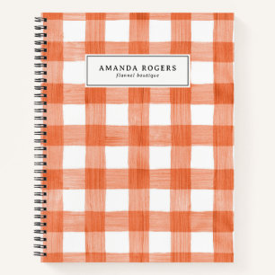 Sinaasappel Waterverf Buffalo Plaid Farmhouse op m Notitieboek