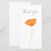 Sinaasappel Waterverf Californische Klaproos Bedankkaart (Voorkant / Achterkant)
