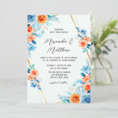 Sinaasappel Waterverf Floral Wedding Kaart (Staand voorkant)