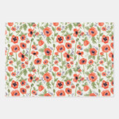 Sinaasappel Waterverf Klaprozen Bloempatroon Inpakpapier Vel (Voorkant)