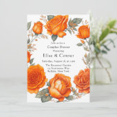  Sinaasappel Waterverf Pioenen Koppels Douche Kaart (Staand voorkant)