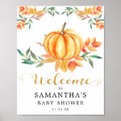 Sinaasappel Waterverf Pompoen Goud Herfst Baby Sho Poster (Voorkant)