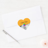 Sinaasappel Wavy Zilver met Logo Monogram Bedankt Hart Sticker (Envelop)