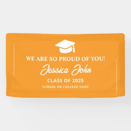 Sinaasappel We zijn zo trots op je afstuderen Spandoek (Horizontaal)