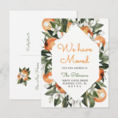 Sinaasappel Wij Zijn Verhuisd Verhuisbericht Ansic Aankondigingskaart (Voorkant / Achterkant)