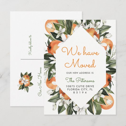 Sinaasappel Wij Zijn Verhuisd Verhuisbericht Ansic Aankondigingskaart (Voorkant / Achterkant)