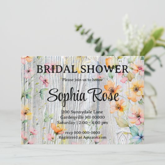  sinaasappel wilde bloem rustiek vrijgezellenfeest kaart (Staand voorkant)