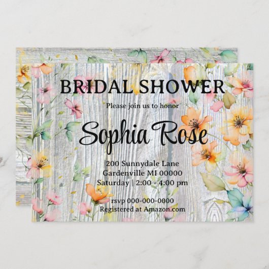  sinaasappel wilde bloem rustiek vrijgezellenfeest kaart (Voorkant / Achterkant)