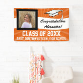 Sinaasappel Wit Aangepaste Foto Afstuderen Teken Spandoek (Insitu)