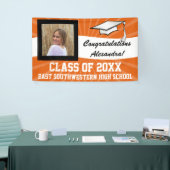 Sinaasappel Wit Aangepaste Foto Afstuderen Teken Spandoek (Beurs)