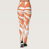 Sinaasappel Wit Abstract Zebra Print Vrouwen Leggi Leggings (Achterkant)