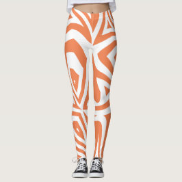 Sinaasappel Wit Abstract Zebra Print Vrouwen Leggi Leggings