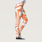 Sinaasappel Wit Abstract Zebra Print Vrouwen Leggi Leggings (Rechts)