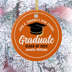 Sinaasappel Wit Afstuderen Custom 2024 Afstuderen Keramisch Ornament