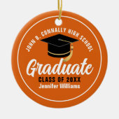 Sinaasappel Wit Afstuderen Custom 2025 Afstuderen Keramisch Ornament (Voorkant)