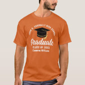 Sinaasappel Wit Afstuderen Custom Afstuderen T-shirt (Voorkant)