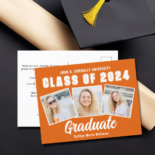 Sinaasappel Wit Afstuderen Fotocollage Afstuderen Aankondigingskaart