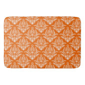 Sinaasappel & Wit Bloemen Art Deco Patroon Badmat (Voorkant)