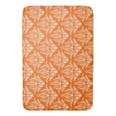 Sinaasappel & Wit Bloemen Art Deco Patroon Badmat (Voorkant Verticaal)