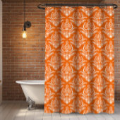 Sinaasappel & Wit Bloemen Art Deco Patroon Douchegordijn