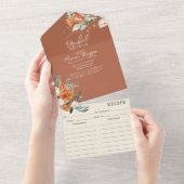 Sinaasappel & Wit Bloemen Vrijgezellenfeest & Rece All In One Uitnodiging (Afscheurbaar)