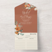 Sinaasappel & Wit Bloemen Vrijgezellenfeest & Rece All In One Uitnodiging (Binnen)