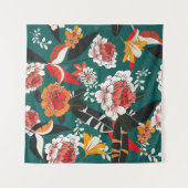 Sinaasappel-wit bloemmotief: vintage naadloze illu wandkleed (Voorkant (horizontaal))