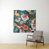 Sinaasappel-wit bloemmotief: vintage naadloze illu wandkleed (In situ)