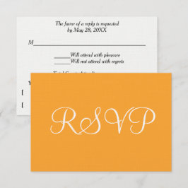 Sinaasappel Wit Bruiloft RSVP Kaartje