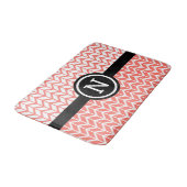 Sinaasappel Wit Chevron Patroon Monogram Bold Mode Badmat (Gekanteld)