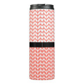 Sinaasappel Wit Chevron Patroon Monogram Sportief  Thermosbeker (Achterkant)