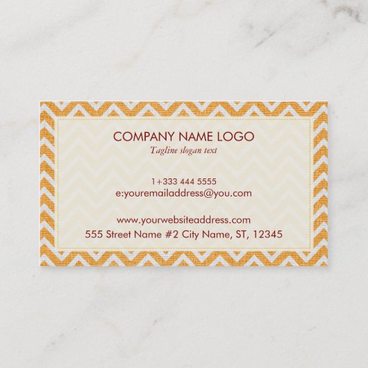 Sinaasappel & Wit Chevron Patroon Visitekaartje (Achterkant)