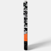 Sinaasappel & Wit Damast Gedrukt Faux Strass Case-Mate iPhone Case (Achterkant / Links)