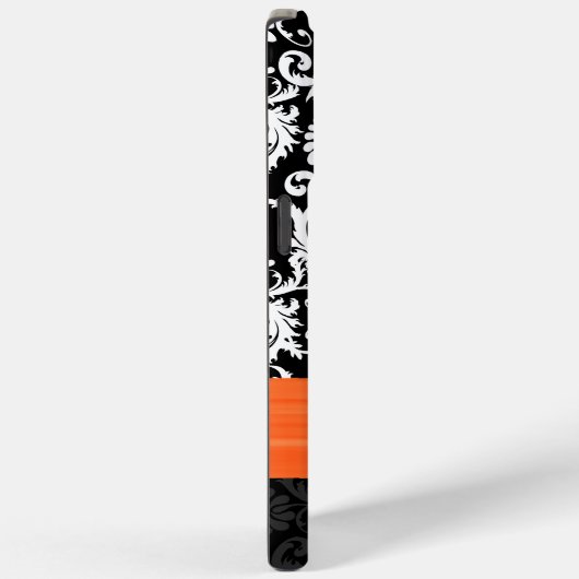 Sinaasappel & Wit Damast Gedrukt Faux Strass Case-Mate iPhone Case (Achterkant / Rechts)