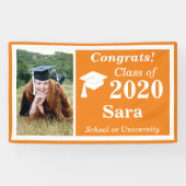 Sinaasappel Wit Één Fotoklasse van 2024 Afstuderen Spandoek (Horizontaal)