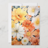 Sinaasappel, Wit en Goldenrod Bloemenbruiloft Kaart (Achterkant)