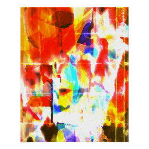 Sinaasappel Wit Geel Blauw Verf Splashes Art Desig Perfect Poster