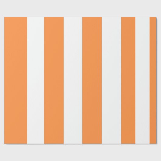 Sinaasappel wit gestript eenvoudig modern cadeaupapier (Vlak)