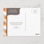 Sinaasappel & Wit Gingham Canvas Dank u Briefkaart (Achterkant)