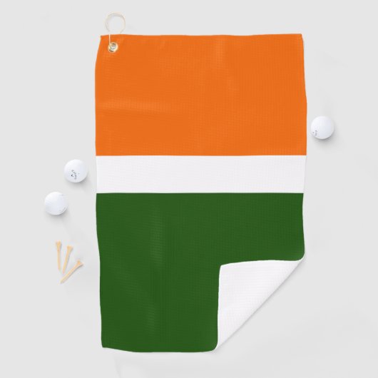 Sinaasappel Wit Groen Plain Kleur Block Design Golfhanddoek (Insitu)