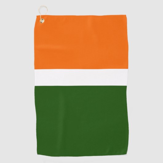 Sinaasappel Wit Groen Plain Kleur Block Design Golfhanddoek (Voorkant)