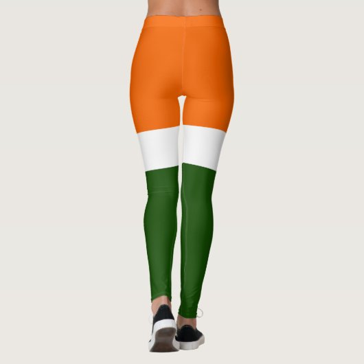 Sinaasappel Wit Groen Plain Kleur Block Design Leggings (Achterkant)