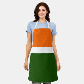 Sinaasappel Wit Groen Plain Kleur Block Design Schort (Gedragen)