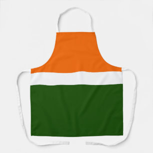 Sinaasappel Wit Groen Plain Kleur Block Design Schort