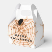 Sinaasappel & Wit Halloween Spin Web Favor Box Bedankdoosjes (Achterkant)